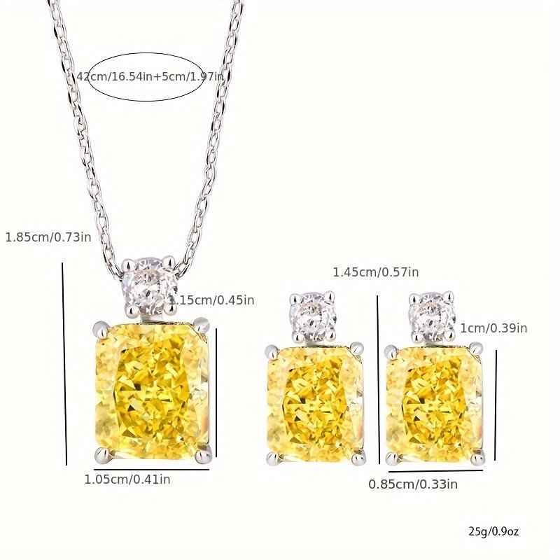 Lab Simulated Diamond Necklace For Women 925 Sterling Silver Radiant Cut 3.5Ct Pendant 18K White Gold Plated Jewelry Gifts