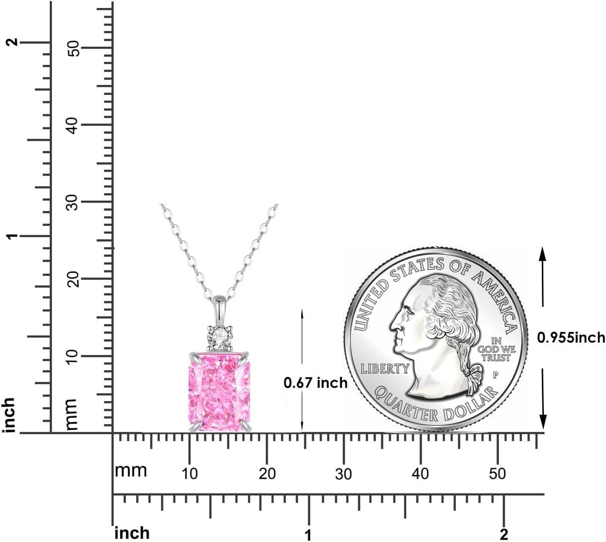 Lab Simulated Diamond Necklace For Women 925 Sterling Silver Radiant Cut 3.5Ct Pendant 18K White Gold Plated Jewelry Gifts
