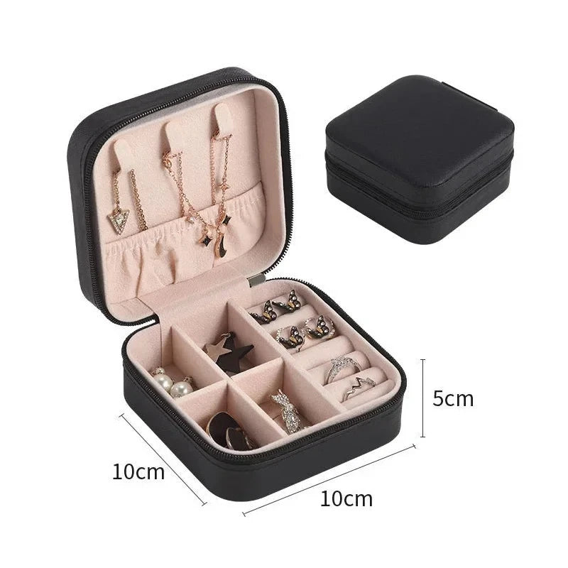 1pc Portable Jewelry Organizer Display Travel Jewelry Case Boxes Earrings Necklace Ring Jewelry Box Leather Storage Box