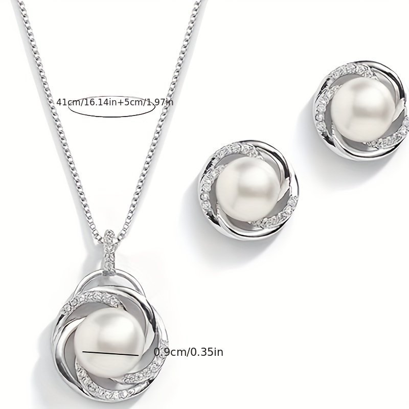 Pearl Wedding Necklace Earrings  Jewelry Set For Bride, Bridesmaid, Birthday Gift