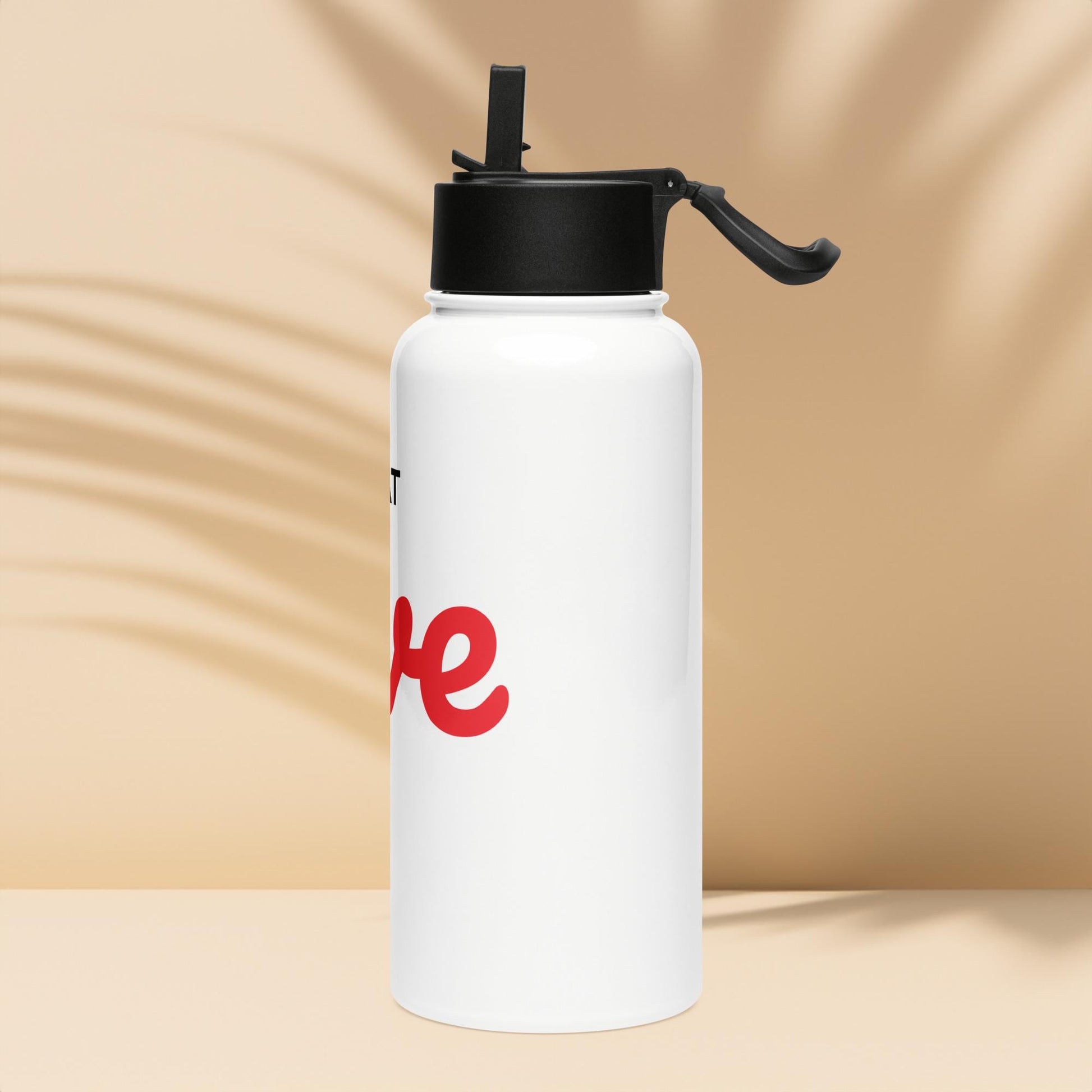 Stainless steel water bottle with a straw lid