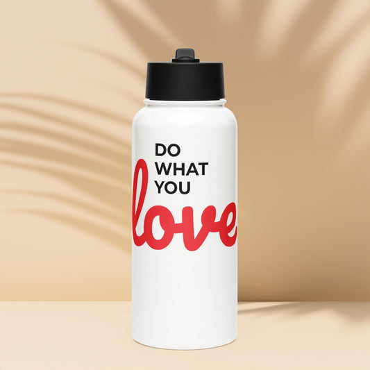 Stainless steel water bottle with a straw lid
